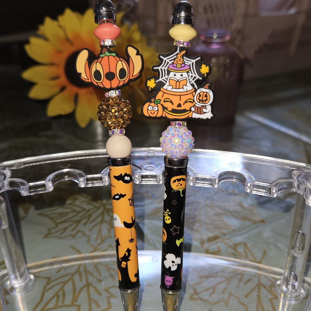 Halloween Themed Pens with Pumpkin and Cat Designs